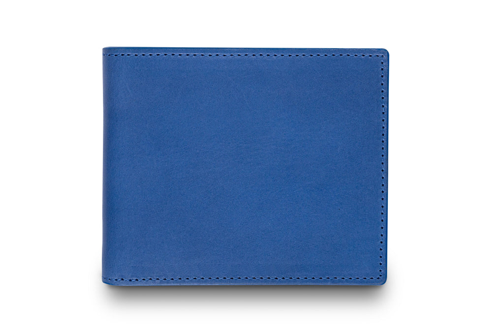 Leather billfold wallet colour blue made from vegetable tanned leather with Riri zipper by LWA Studio.