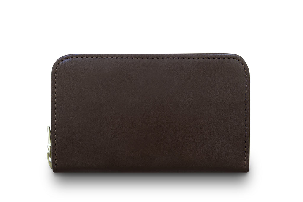 Leather wallet colour brown made from vegetable tanned leather with Riri zipper by LWA Studio. 