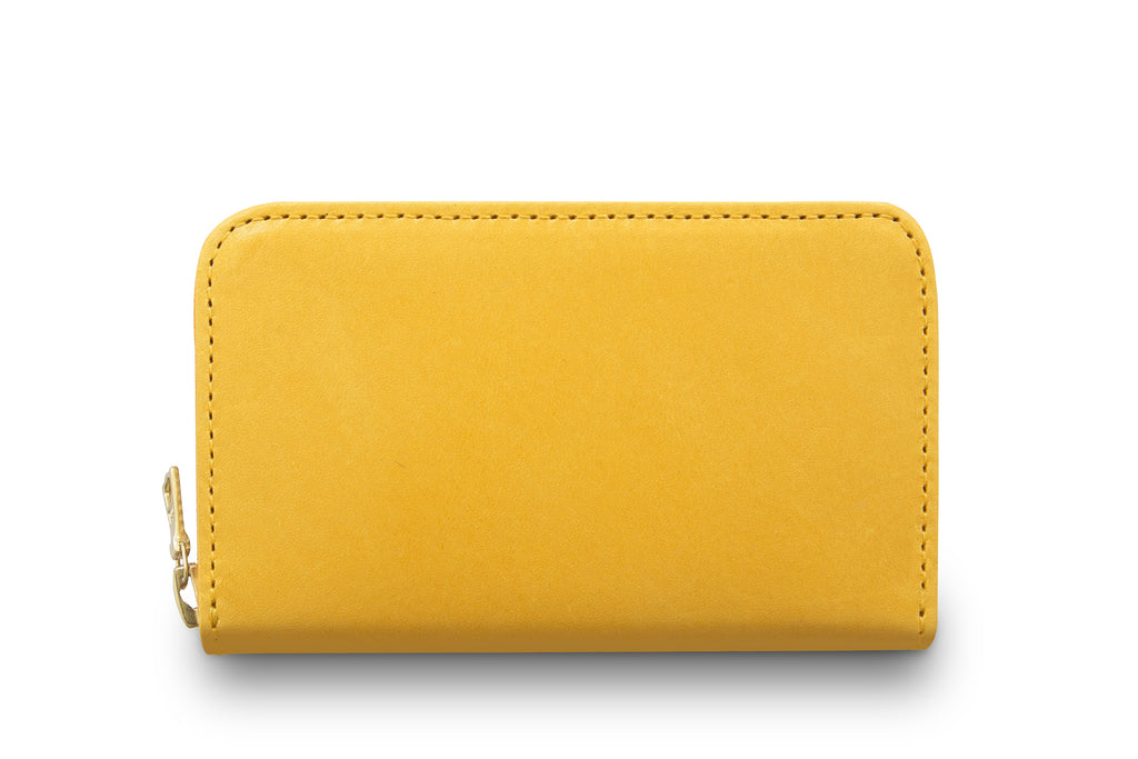 Leather wallet colour yellow made from vegetable tanned leather with Riri zipper by LWA Studio. 