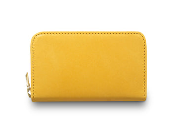 Leather wallet colour yellow made from vegetable tanned leather with Riri zipper by LWA Studio. 