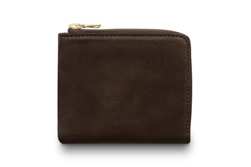 Leather wallet colour brown made from vegetable tanned leather with Riri zipper by LWA Studio.