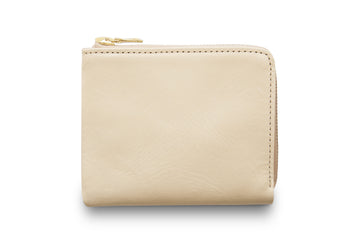 Leather wallet colour natural tan made from vegetable tanned leather with Riri zipper by LWA Studio.