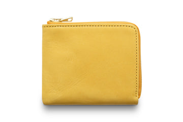 Leather wallet colour yellow made from vegetable tanned leather with Riri zipper by LWA Studio.