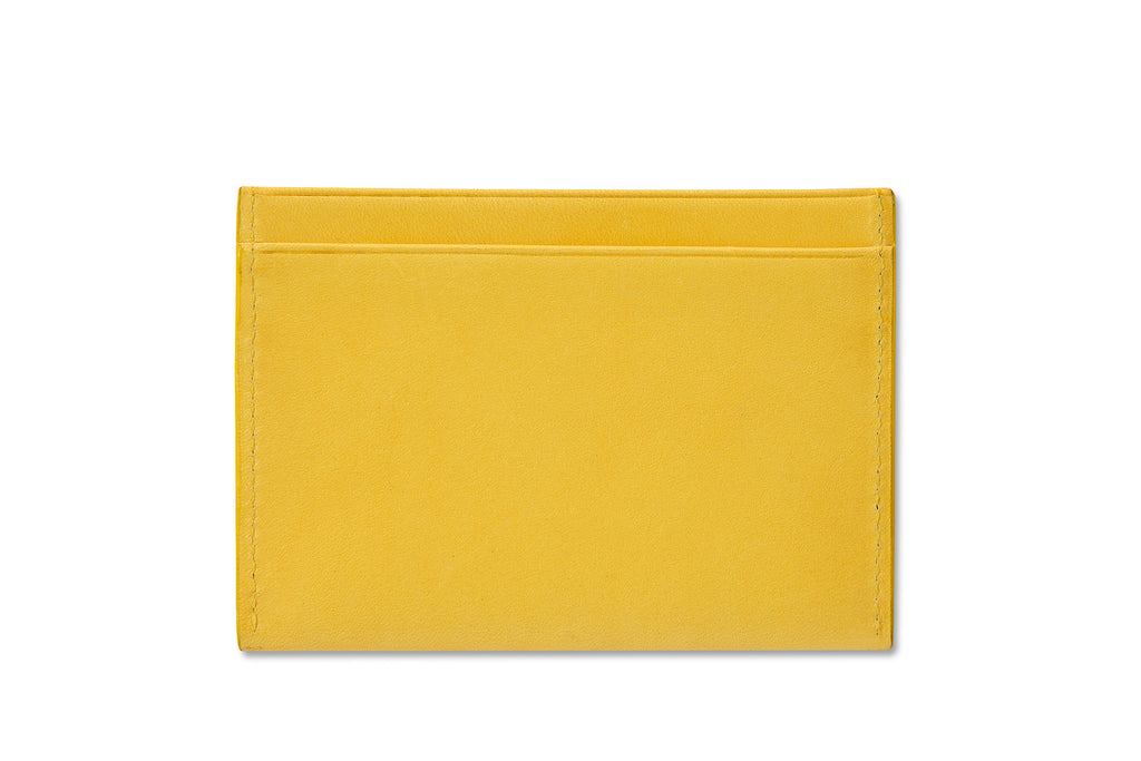 Leather cardholder colour yellow made from vegetable tanned leather by LWA Studio. 