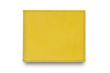 Leather billfold wallet colour yellow made from vegetable tanned leather by LWA Studio. 